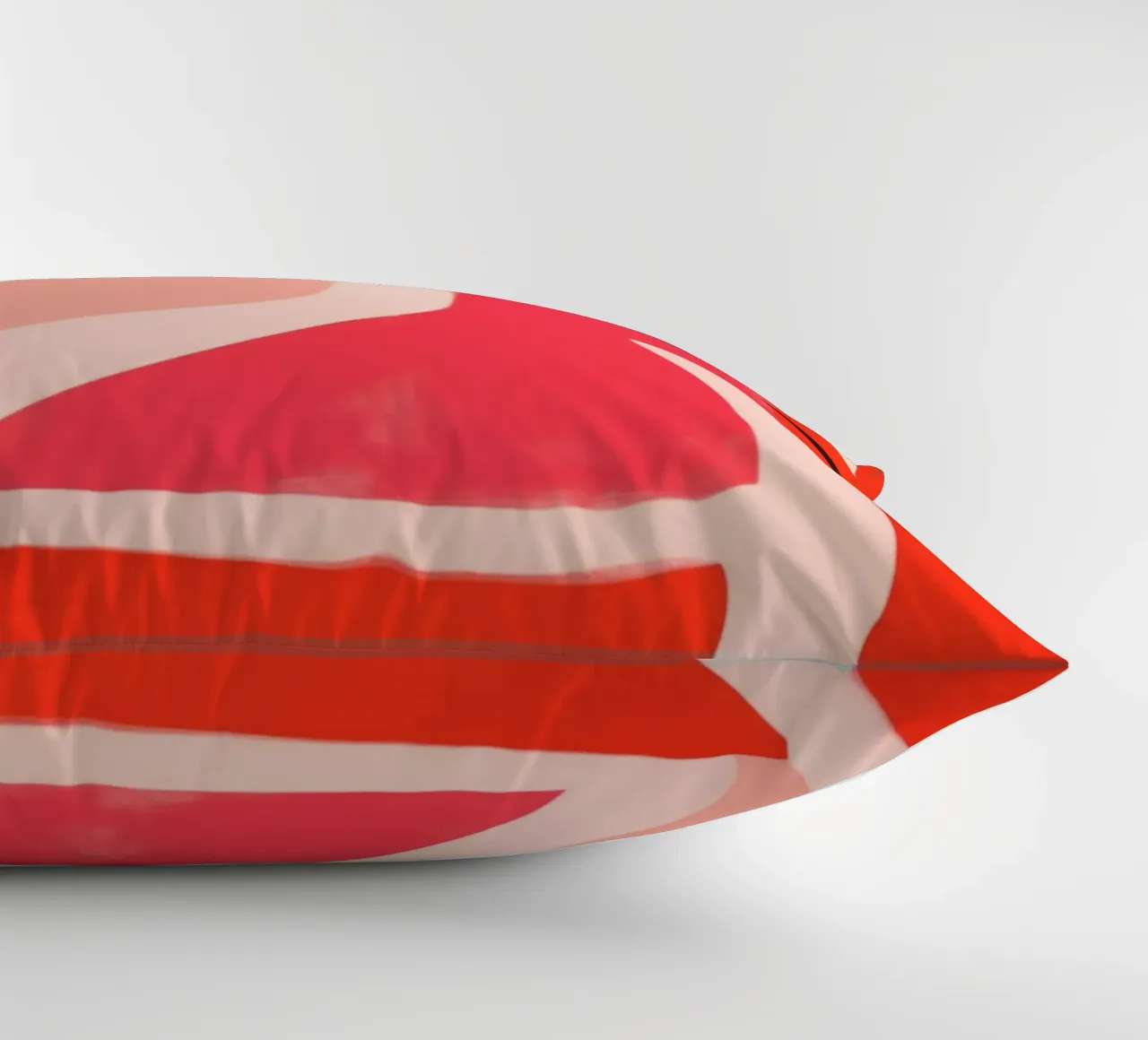 Minimalist abstract line art in red and pink decorative cushion by Autofocus