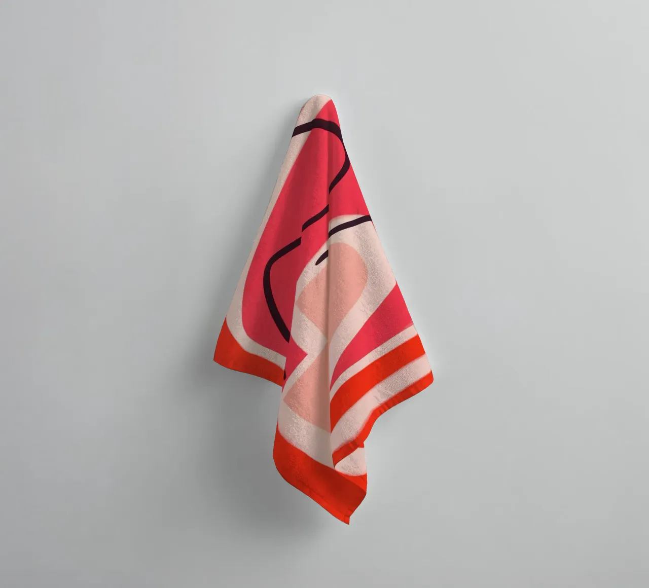 Line art astratta minimalista in rosso e rosa asciugamano da bagno da Autofocus