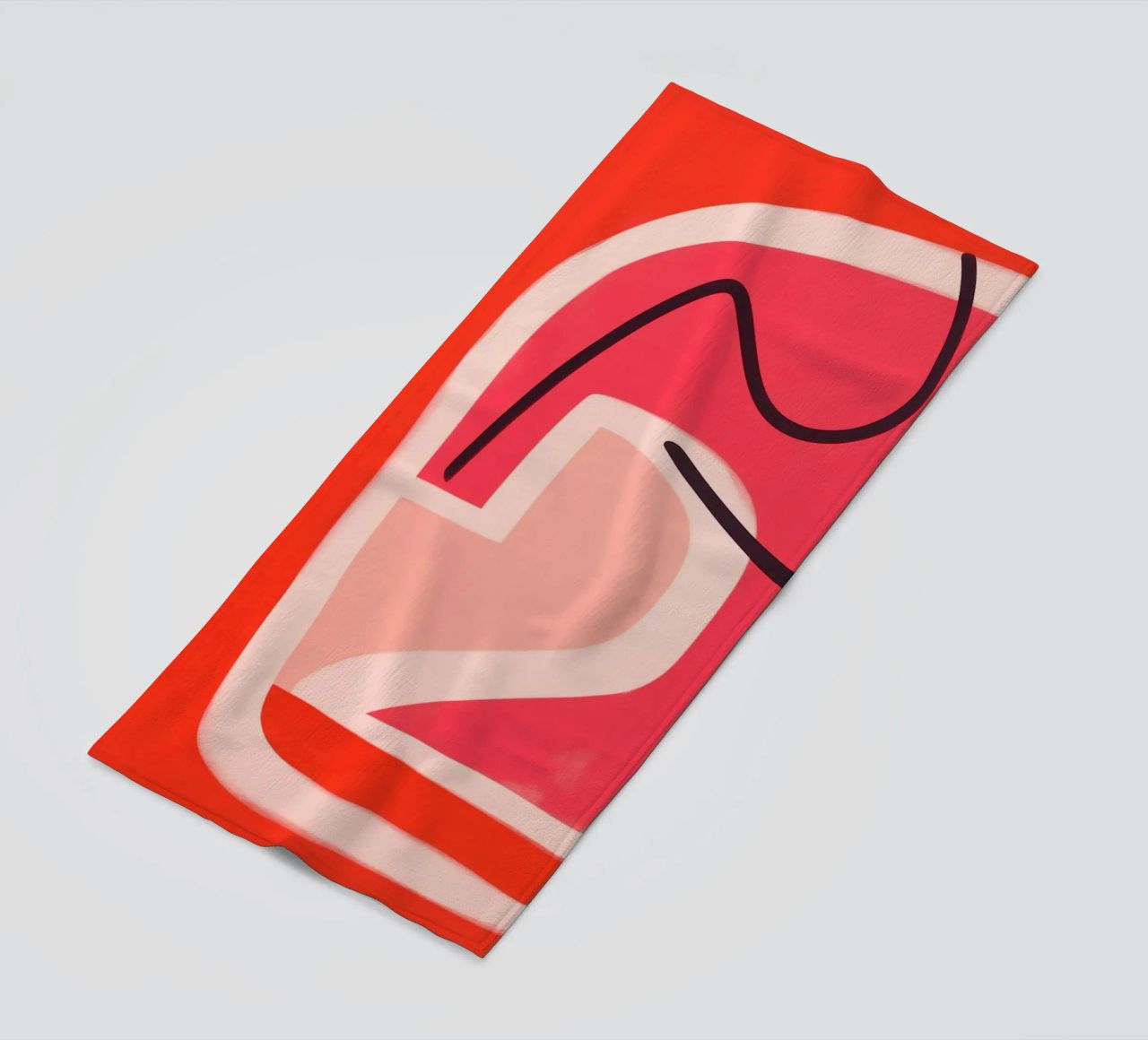 Line art astratta minimalista in rosso e rosa telo mare da Autofocus