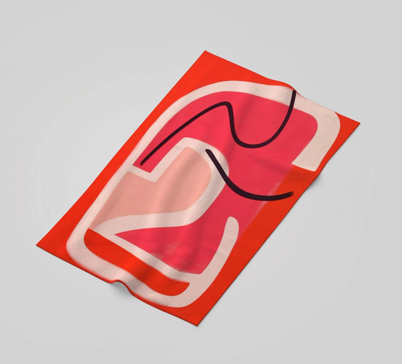 Line art astratta minimalista in rosso e rosa telo mare da Autofocus