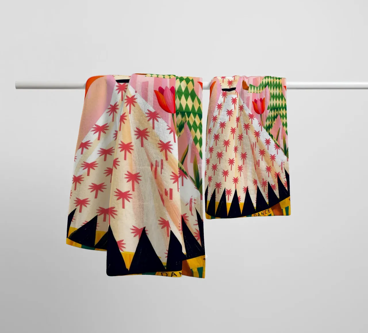 Vreugdevolle dans viering badhanddoek van Murni Strokes