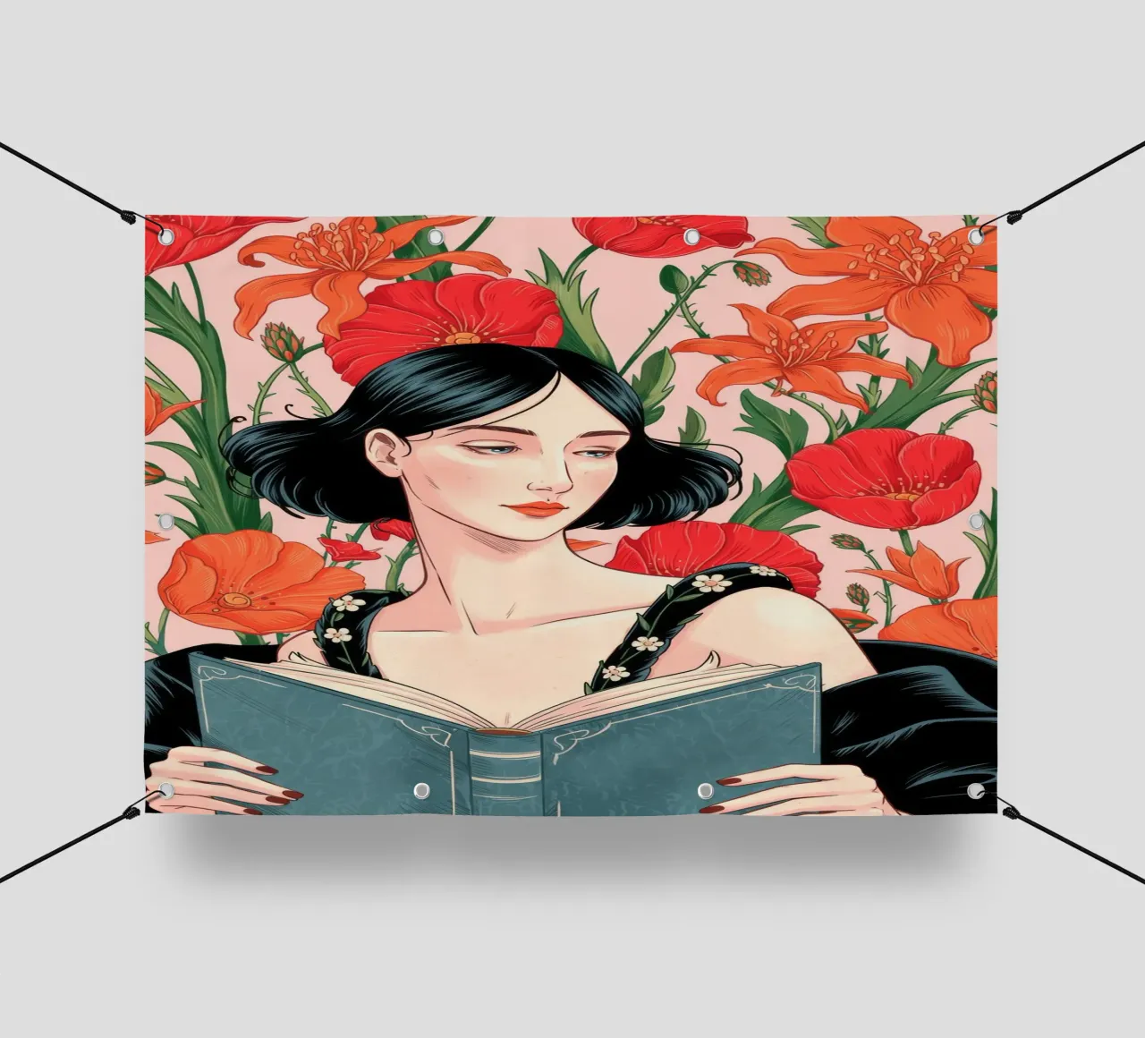 Momento di lettura floreale telo in pvc da Murni Strokes