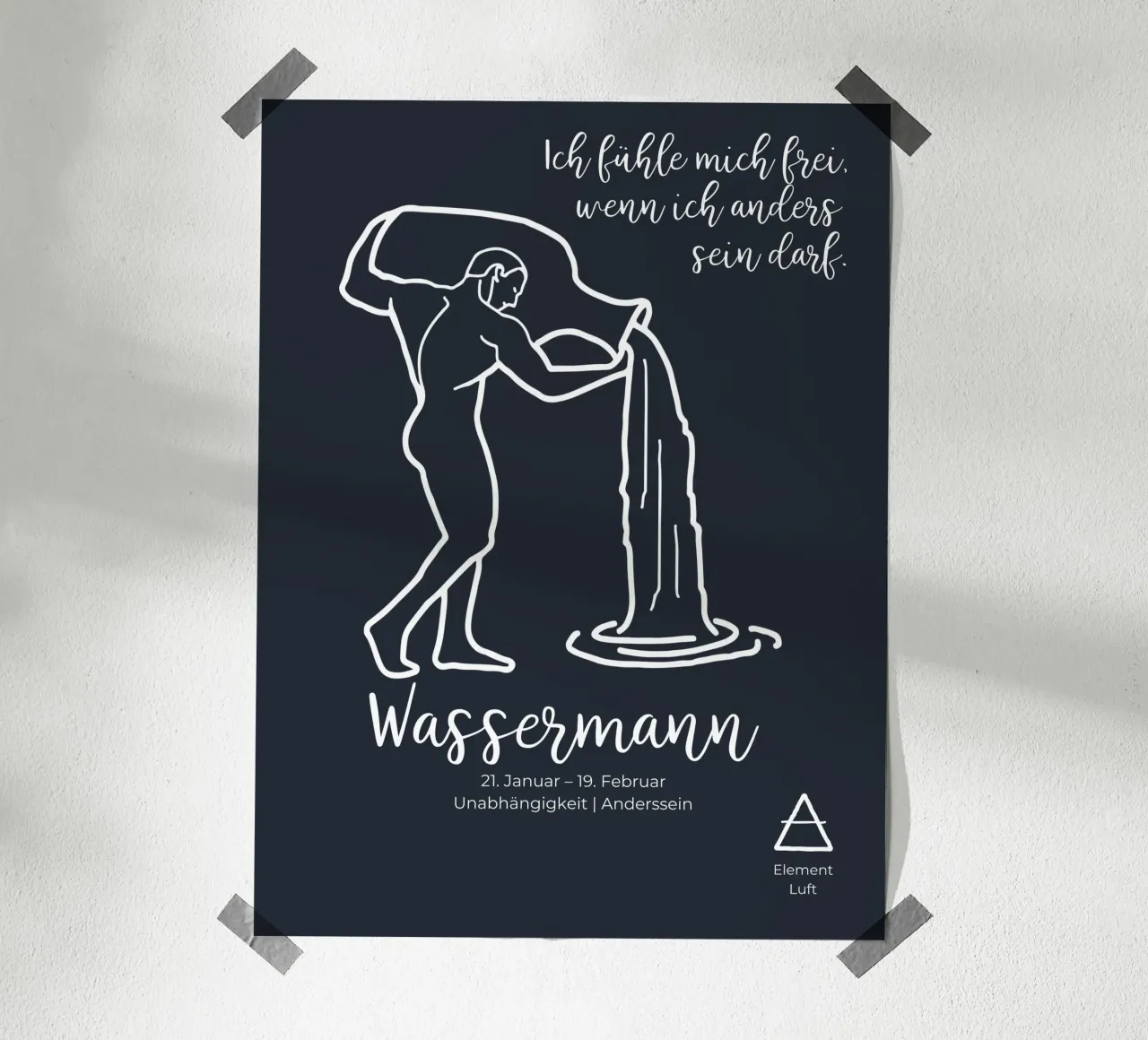 Wassermann (21. Januar – 19. Februar) Poster mit Kunststoffrahmen von astrobrille