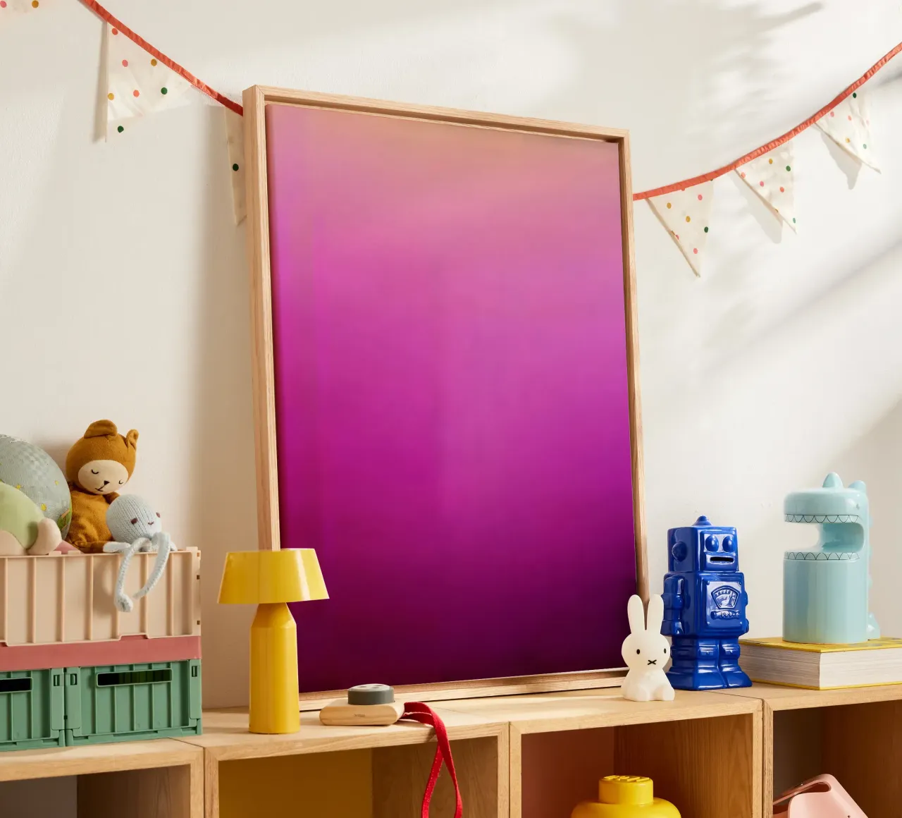 Metamorfose - Roze stroming canvas met Baklijst van Petra Lang