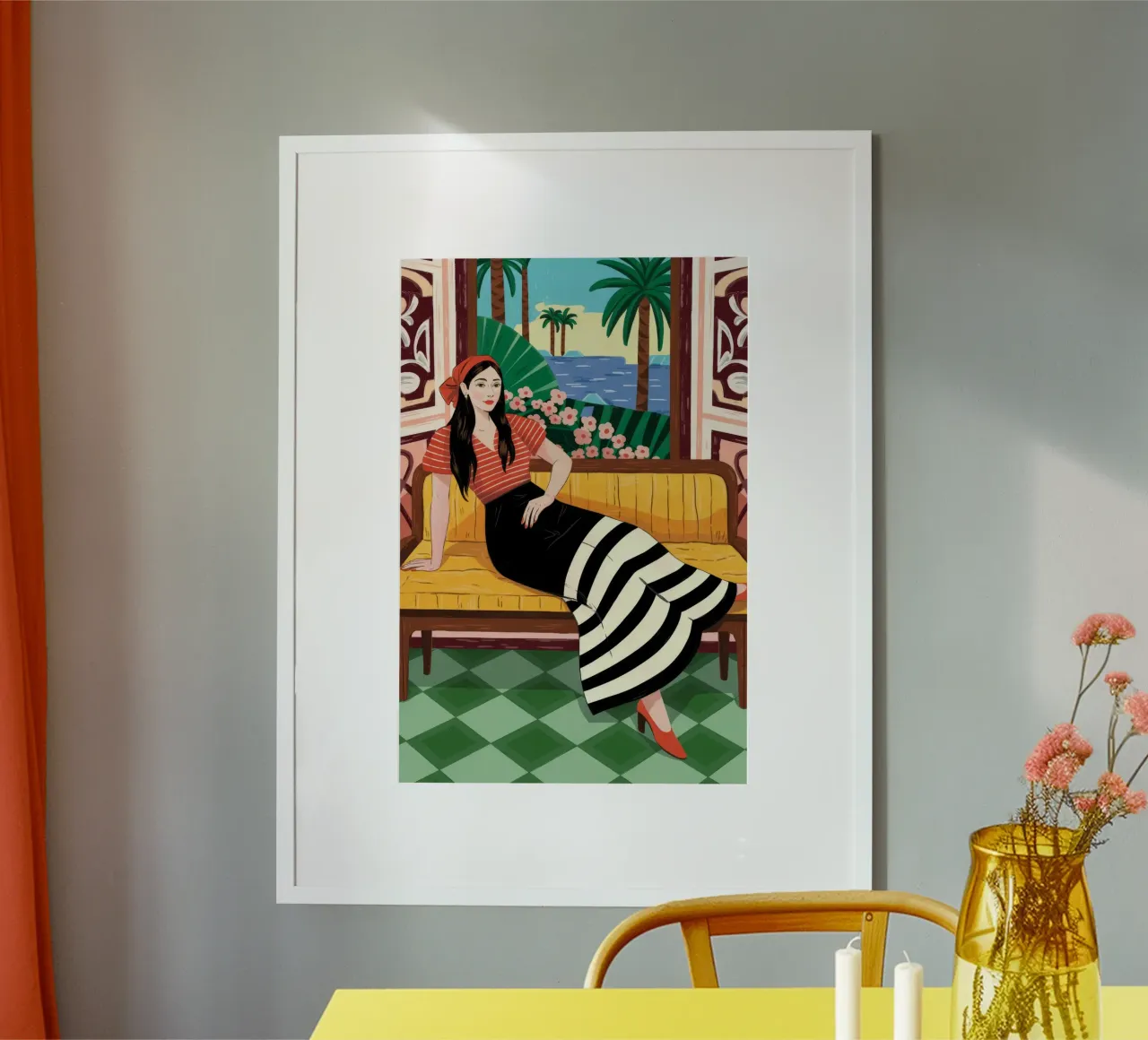 Pomeriggio tropicale rilassato poster con telaio in legno da Murni Strokes