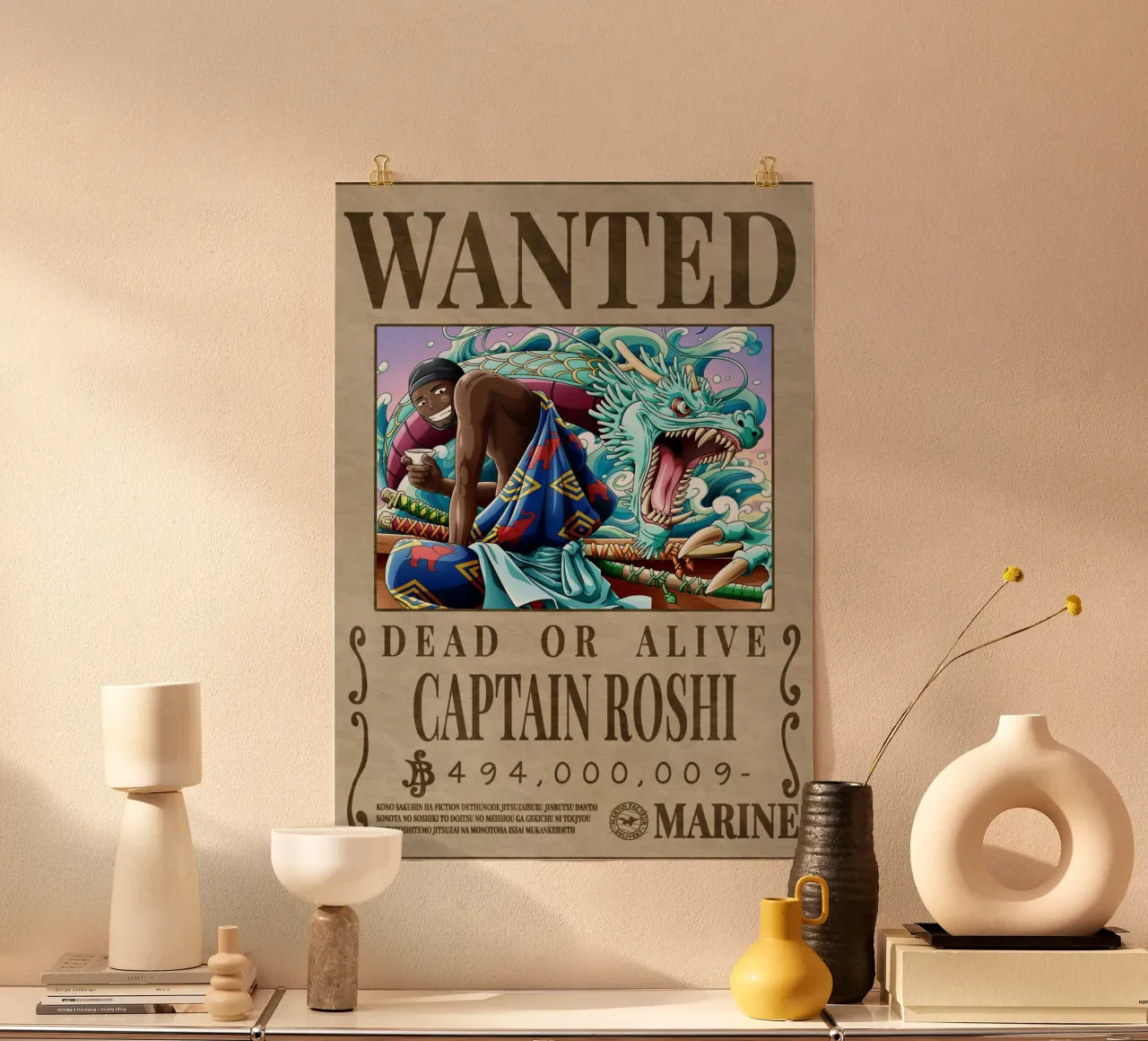 Cercasi Capitano Roshi poster con telaio in legno da Collins Shop