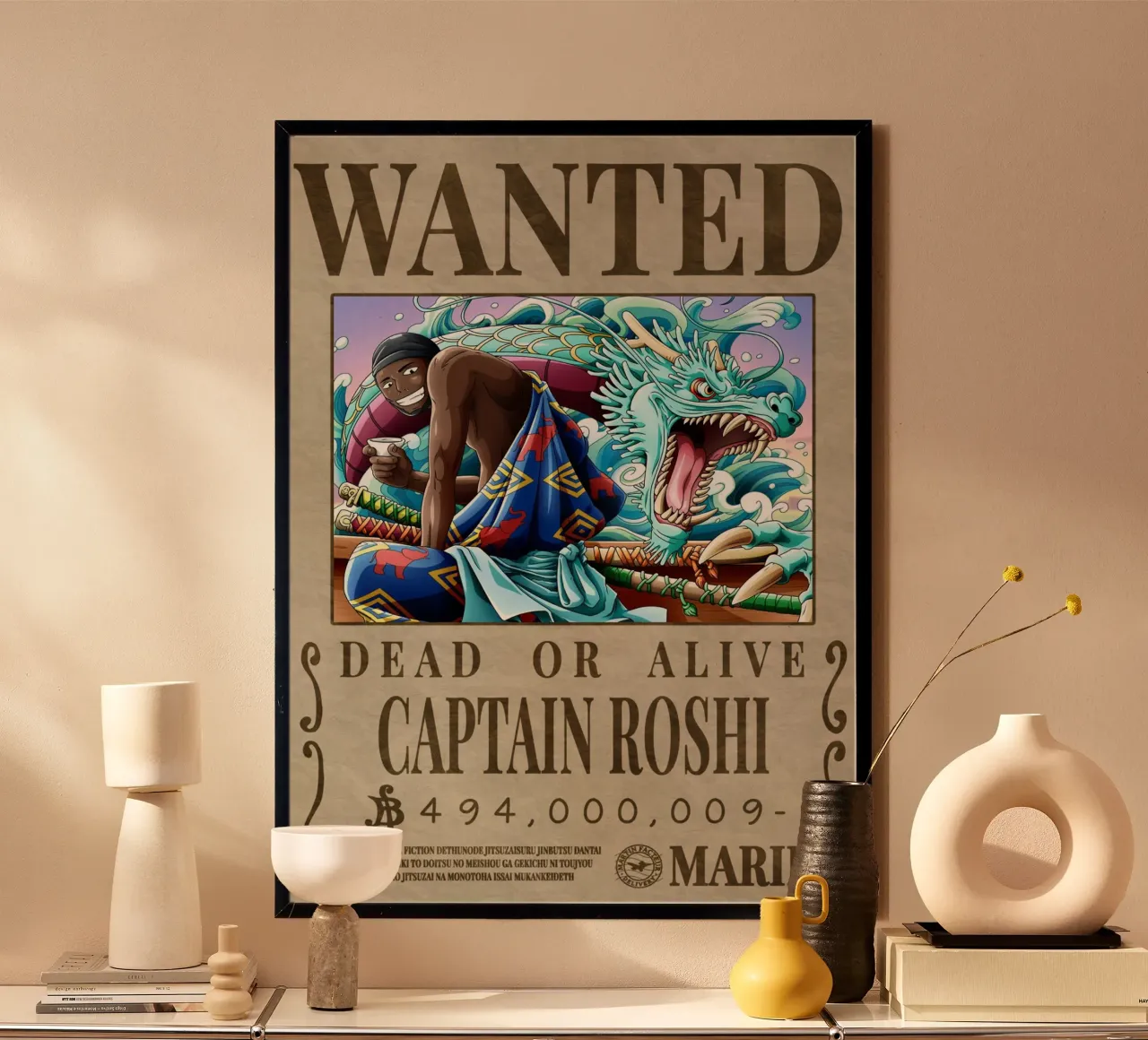 Cercasi Capitano Roshi poster con telaio in legno da Collins Shop
