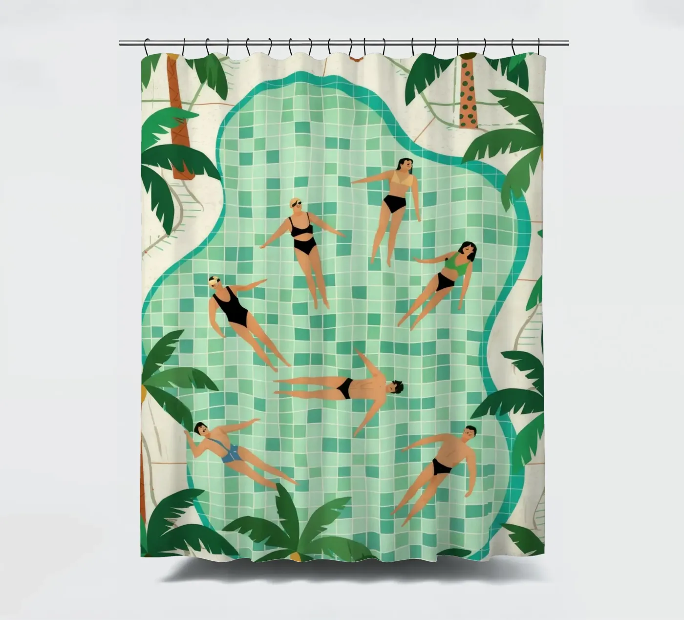 Poolside Leisure Duschvorhang von Murni Strokes