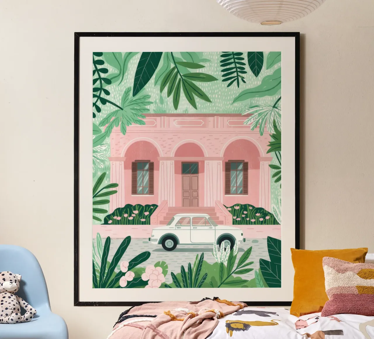 Serenità della villa rosa poster da Murni Strokes