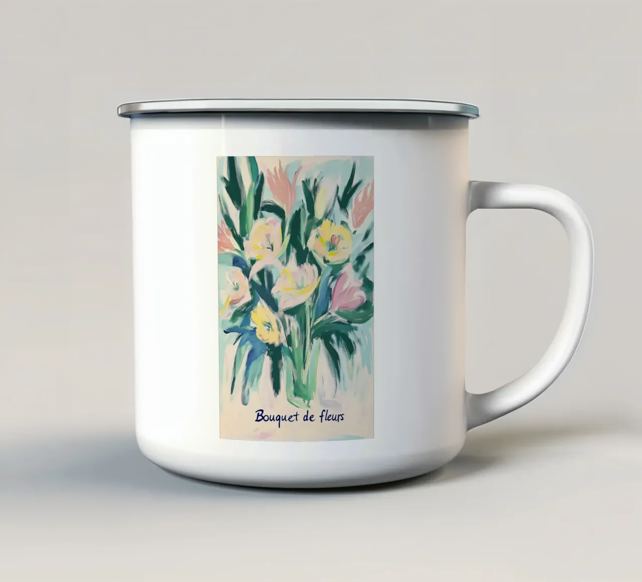 "bouquet de fleurs" Pastello liebe tazza in smalto da Carinaprint