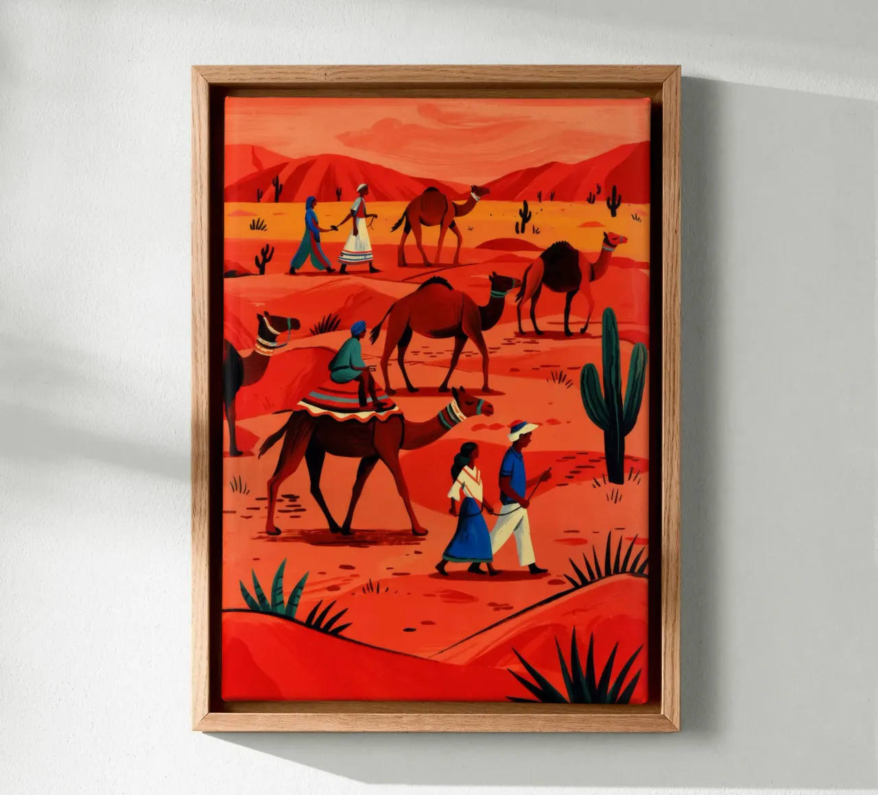 Desert Caravan Journey canvas with Floater frame by Murni Strokes