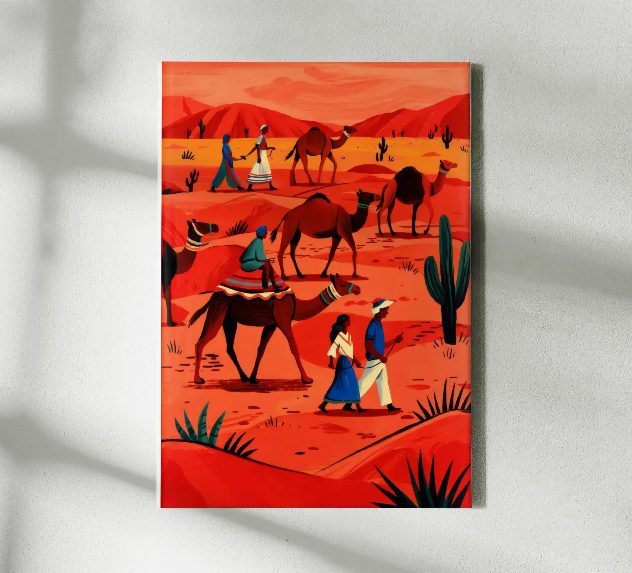 Desert Caravan Journey canvas with Floater frame by Murni Strokes
