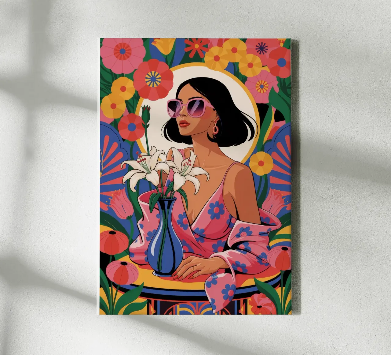 Bloemenharmonie canvas met Baklijst van Murni Strokes