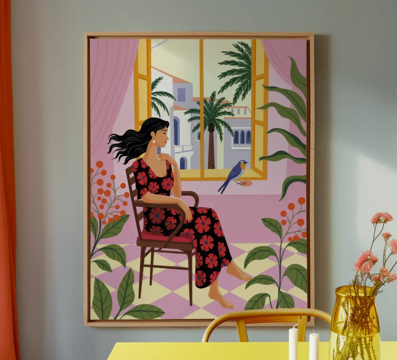 Serene Balcony Reflection canvas by Murni Strokes
