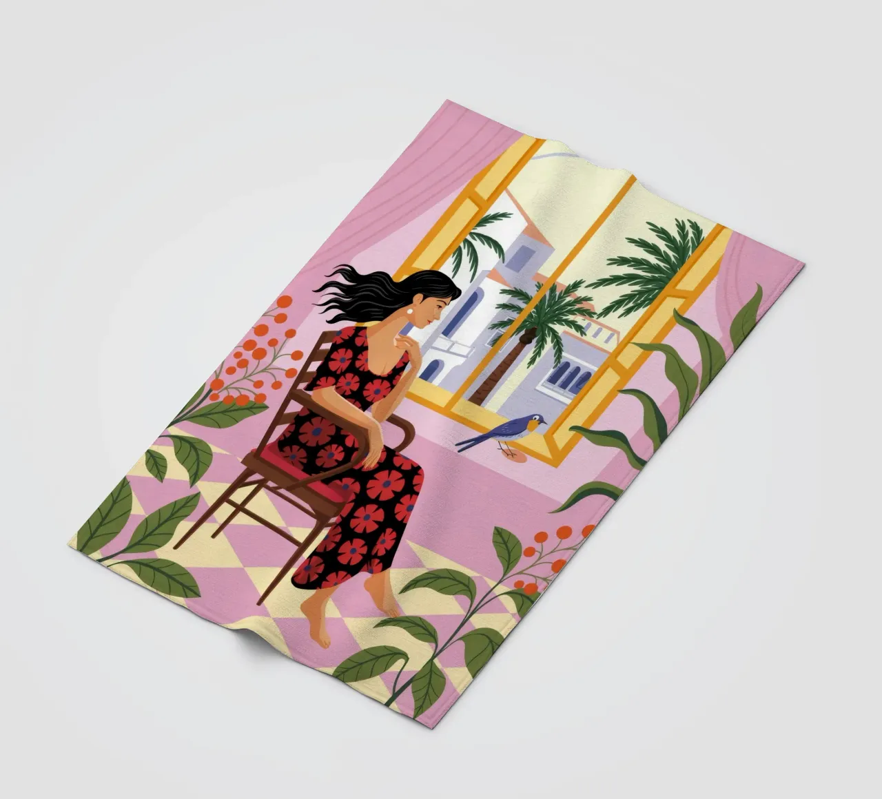 Riflessione serena sul balcone coperta in pile da Murni Strokes