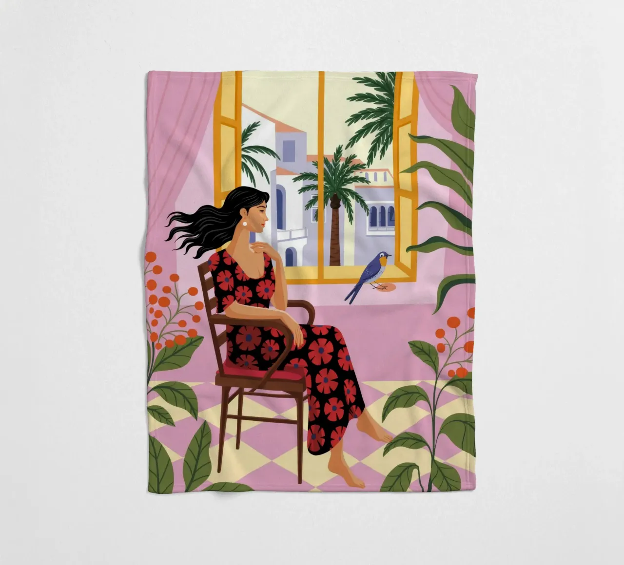 Riflessione serena sul balcone coperta in pile da Murni Strokes