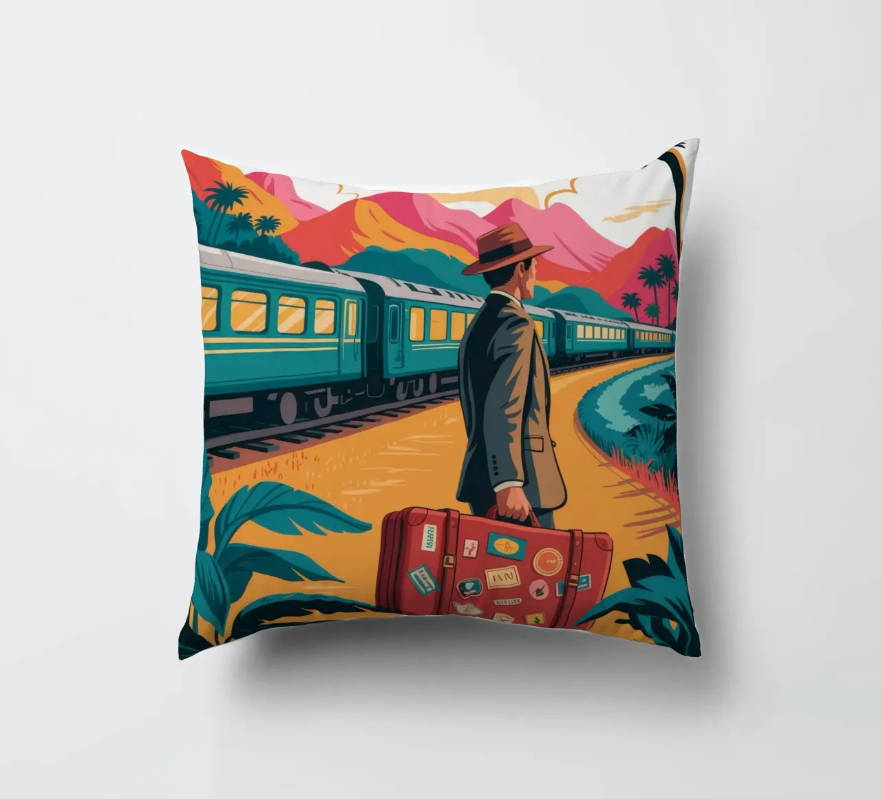 Viaggio in treno nostalgico cuscino da Murni Strokes