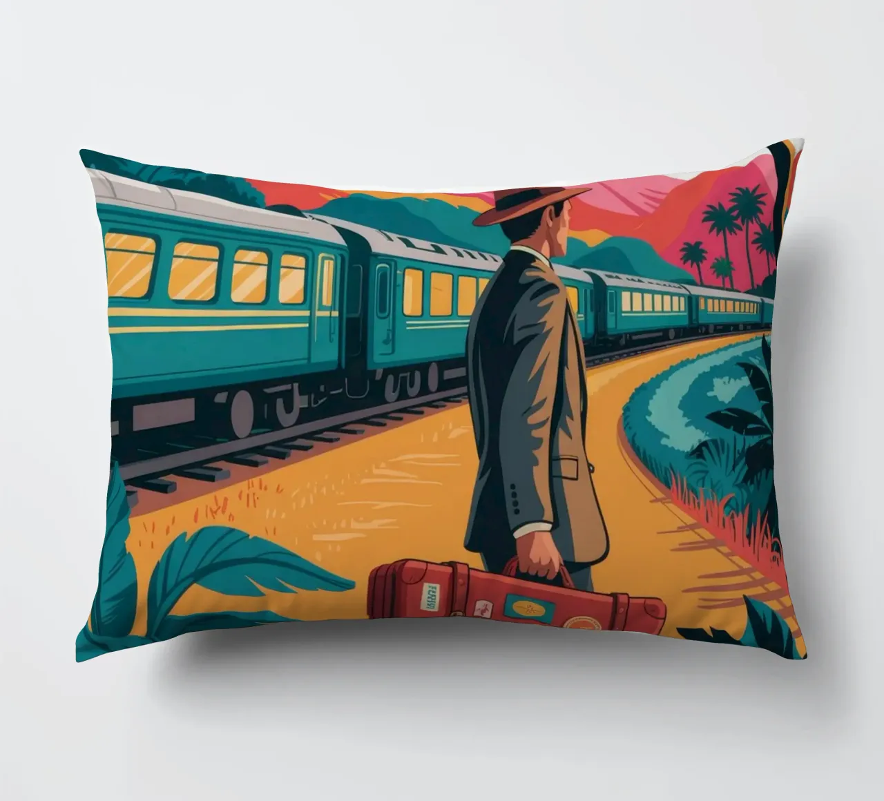 Viaggio in treno nostalgico cuscino da Murni Strokes
