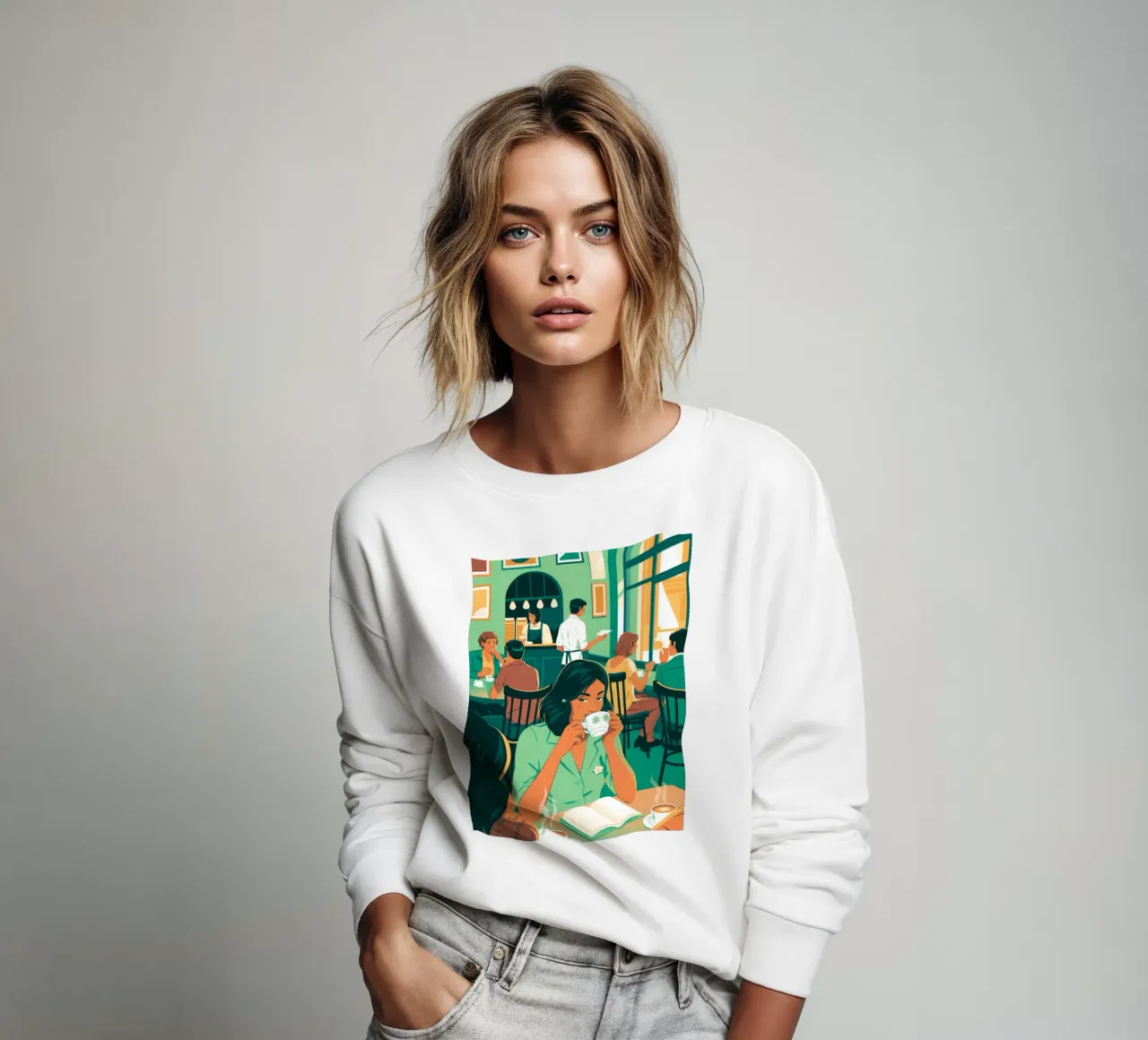 Intellectual Cafe sweatshirt by Murni Strokes