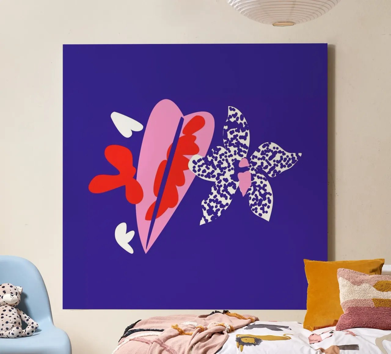 Orchid Caladium Illo Study tela con Cornice a cassetta da Mariery Young