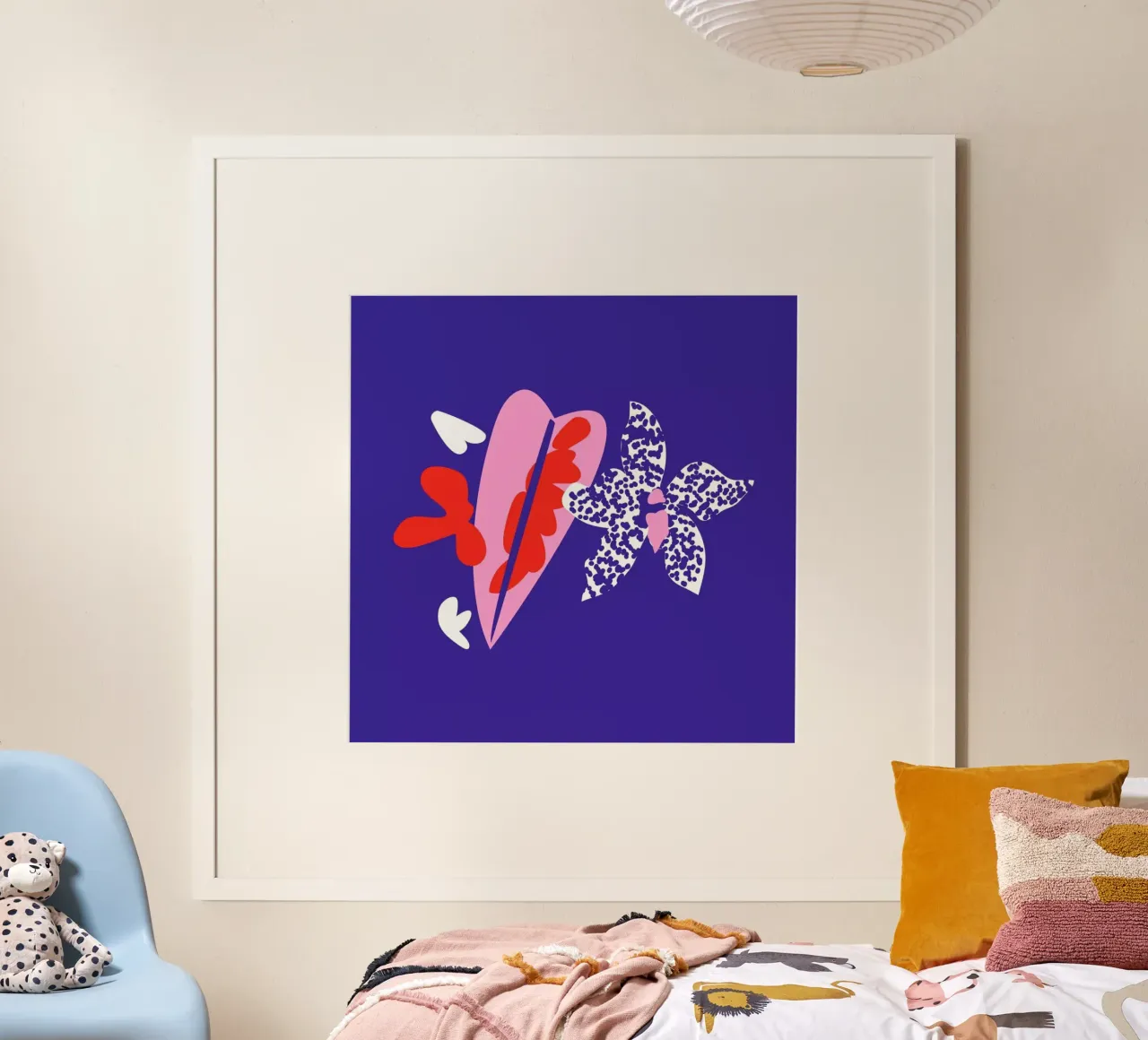 Orchid Caladium Illo Study poster con telaio in legno da Mariery Young