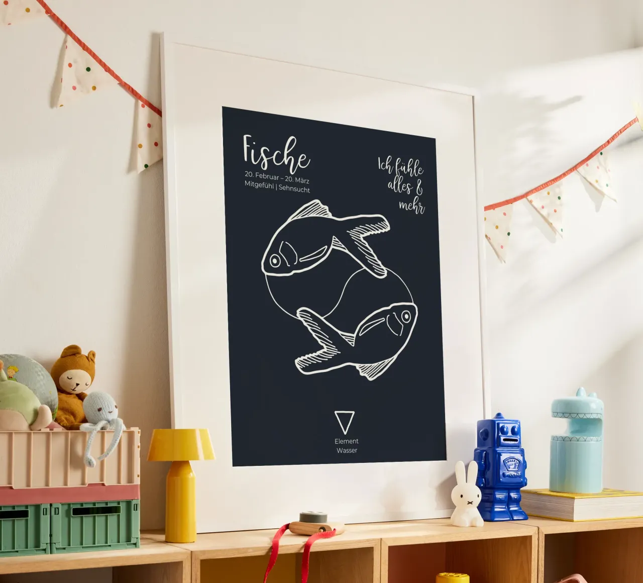 Pesci (20 febbraio - 20 marzo) poster con telaio in legno da astrobrille