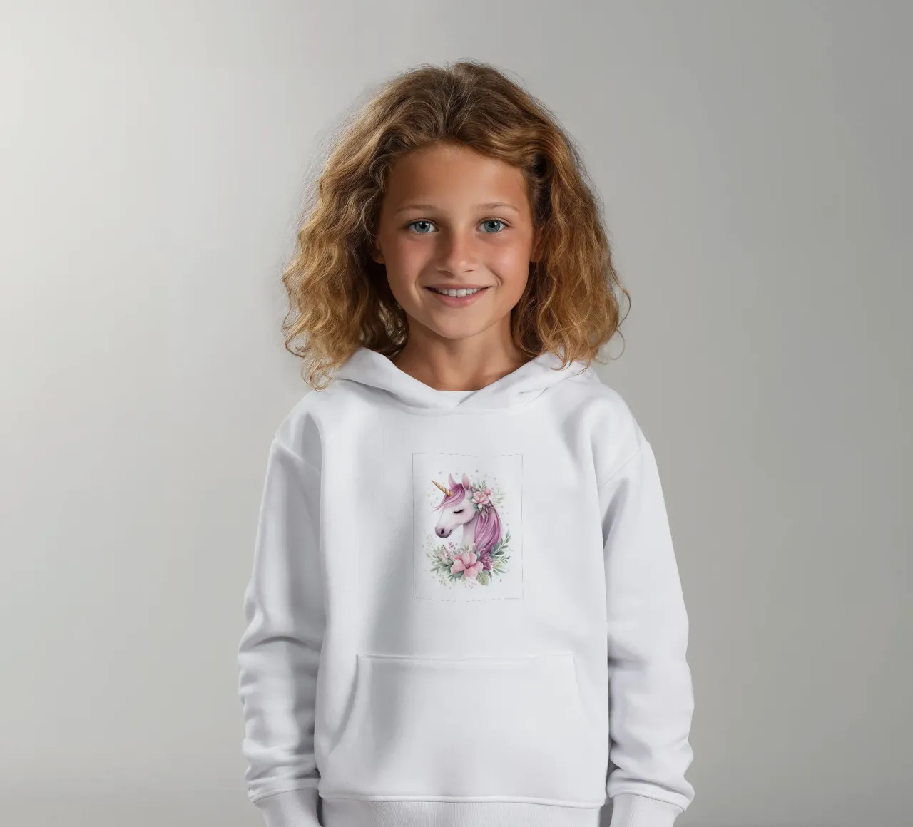 Magic flower unicorn kids hoodie by Carinaprint
