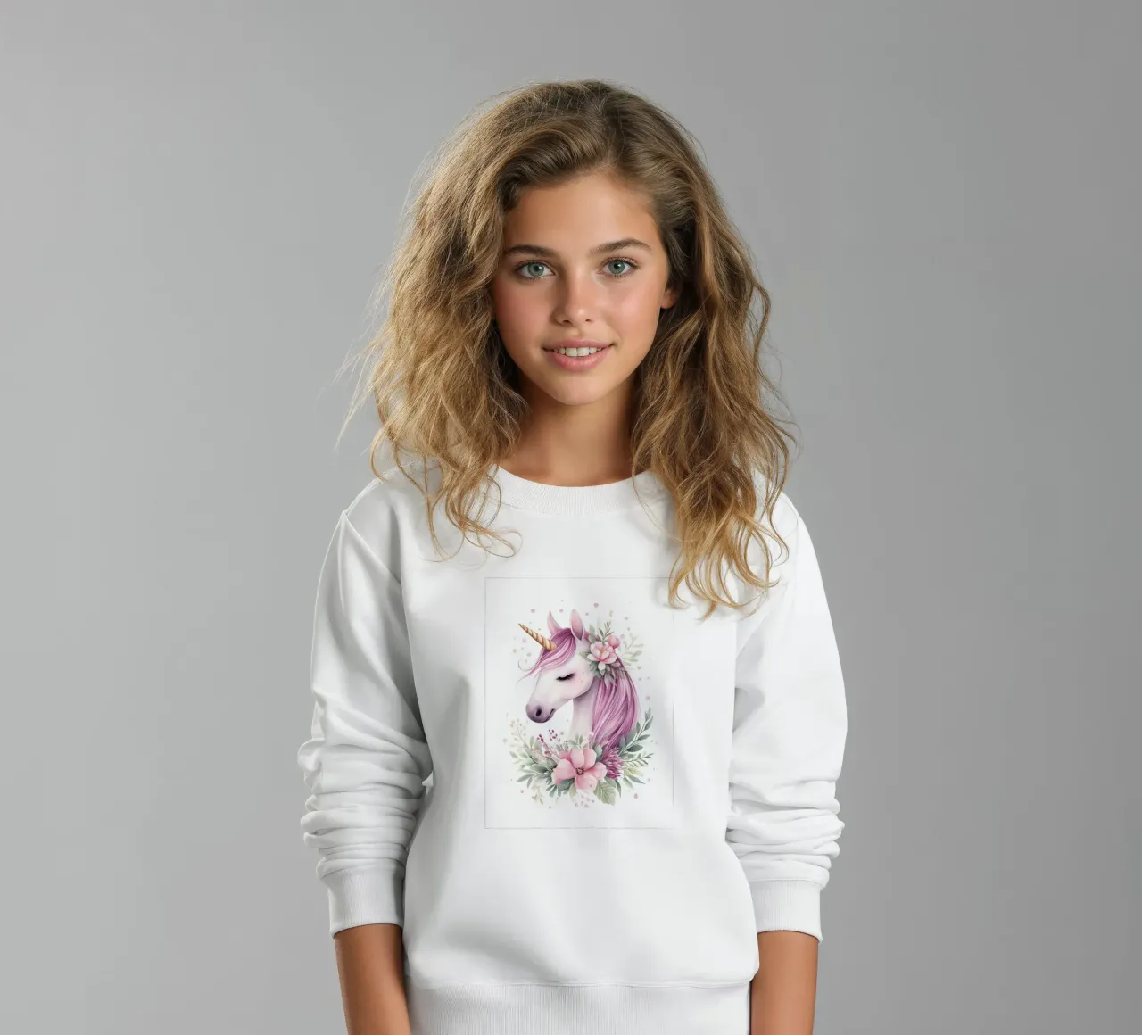 Magic flower unicorn kids sweatshirt by Carinaprint