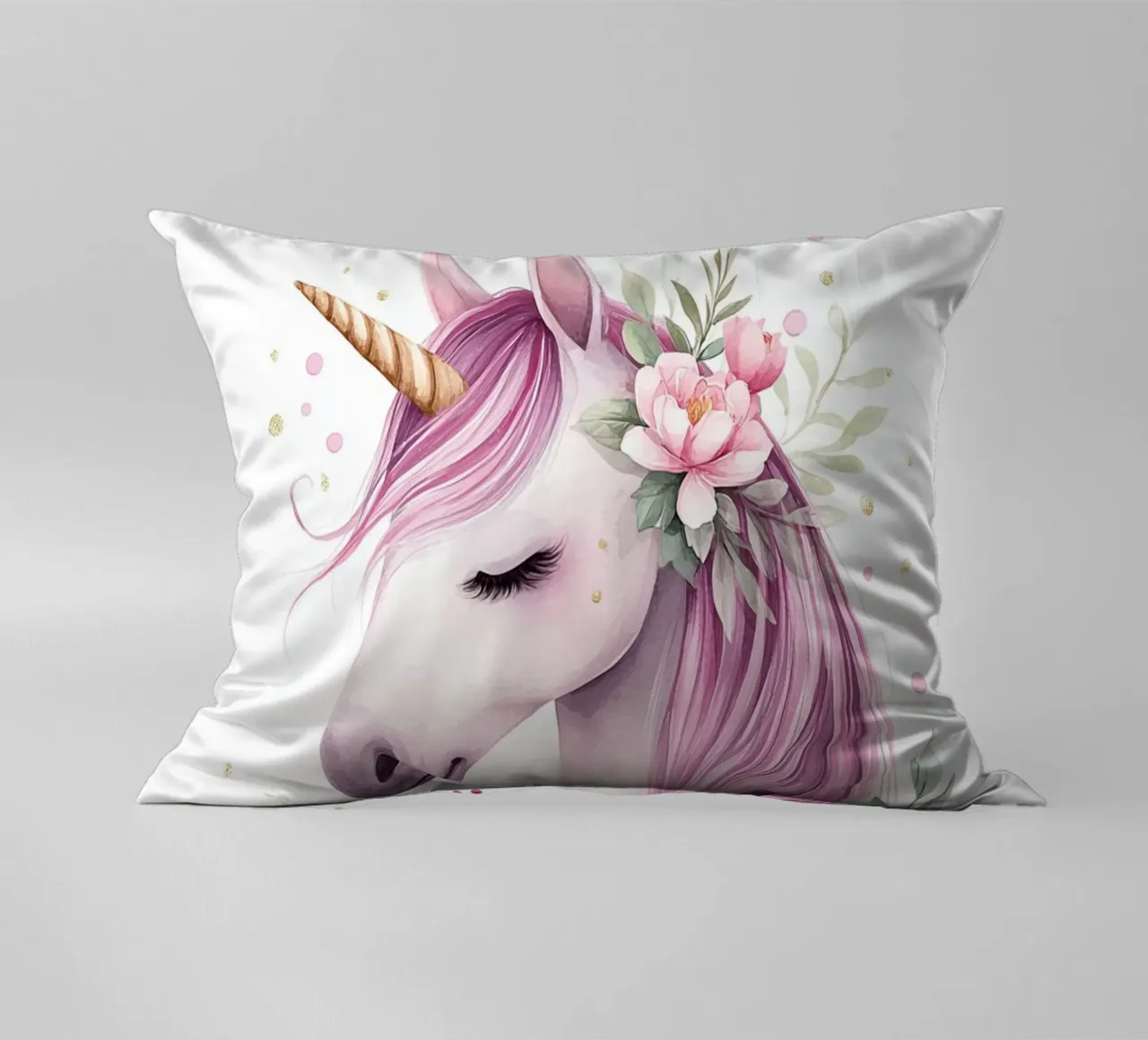 Magic flower unicorn decorative cushion by Carinaprint