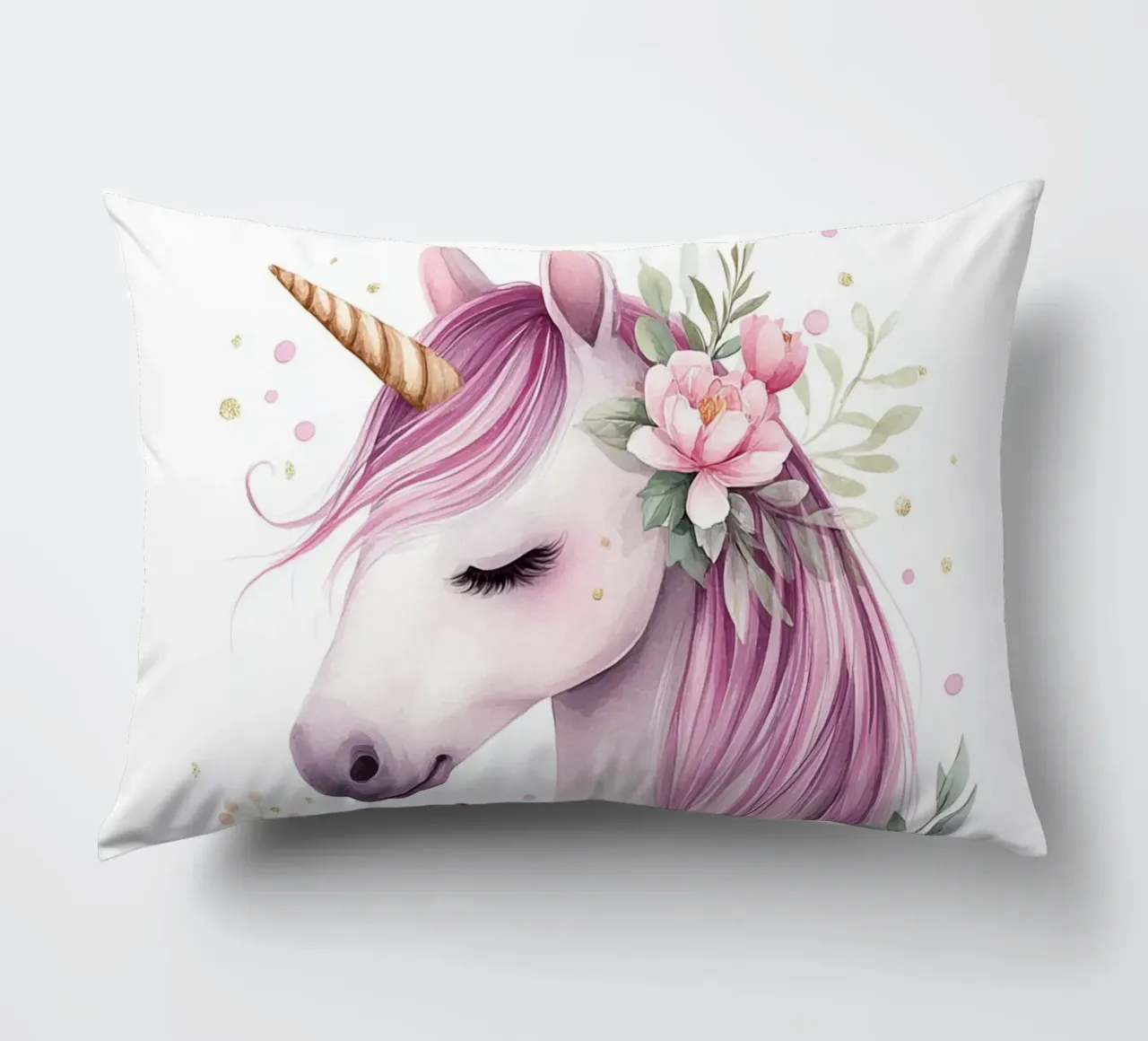 Magic flower unicorn decorative cushion by Carinaprint