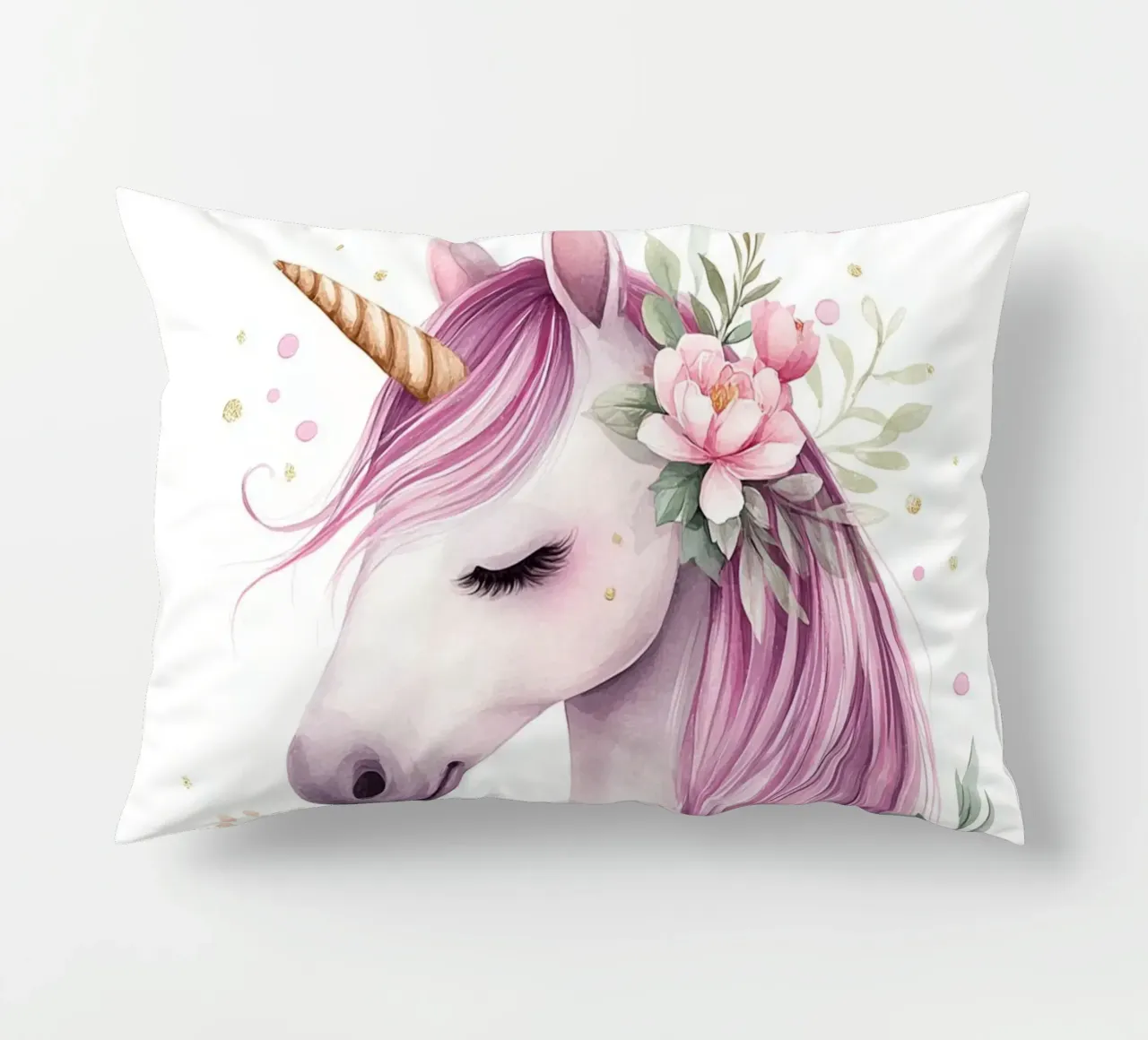 Magic flower unicorn decorative cushion by Carinaprint