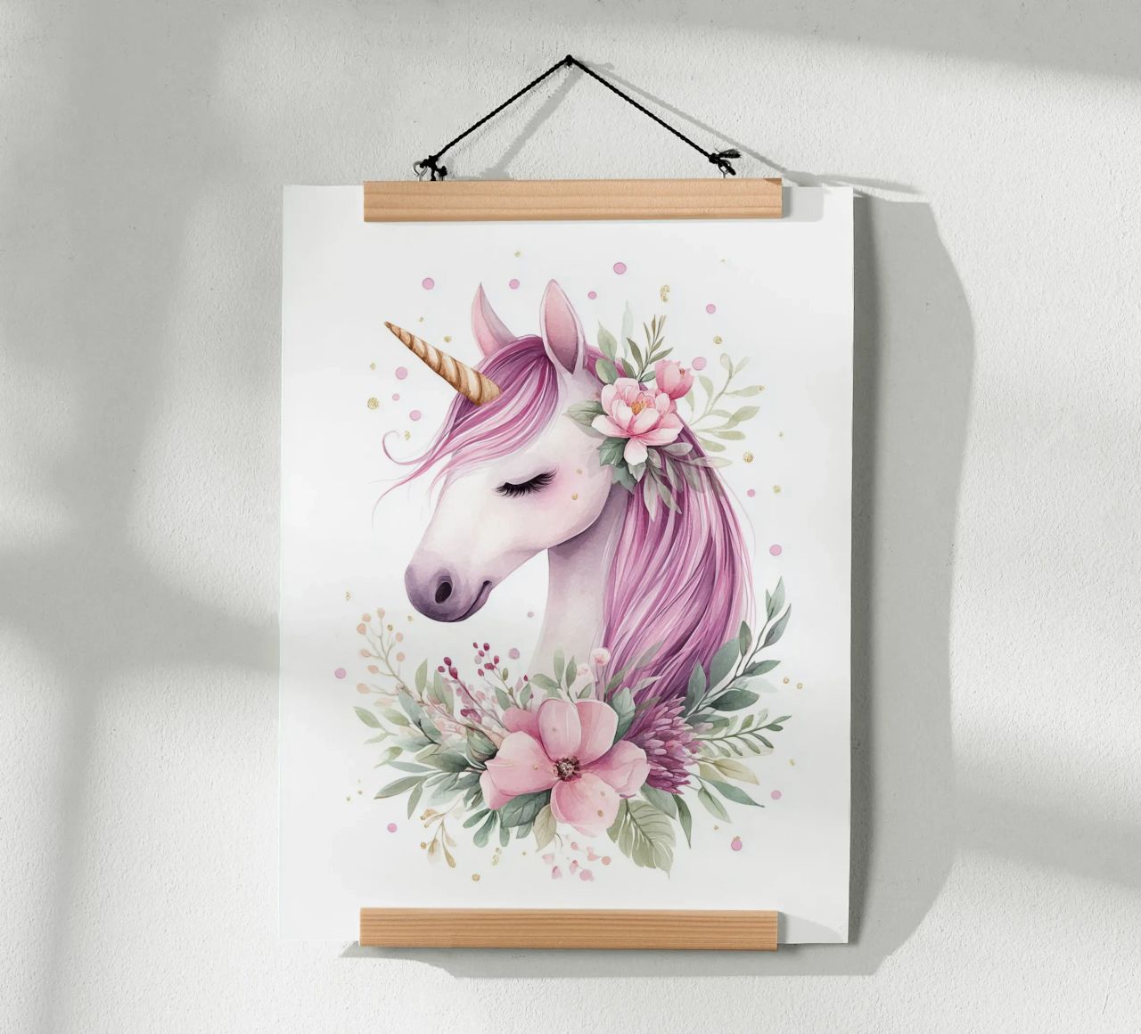 Magisches Blume Einhorn Poster von Carinaprint