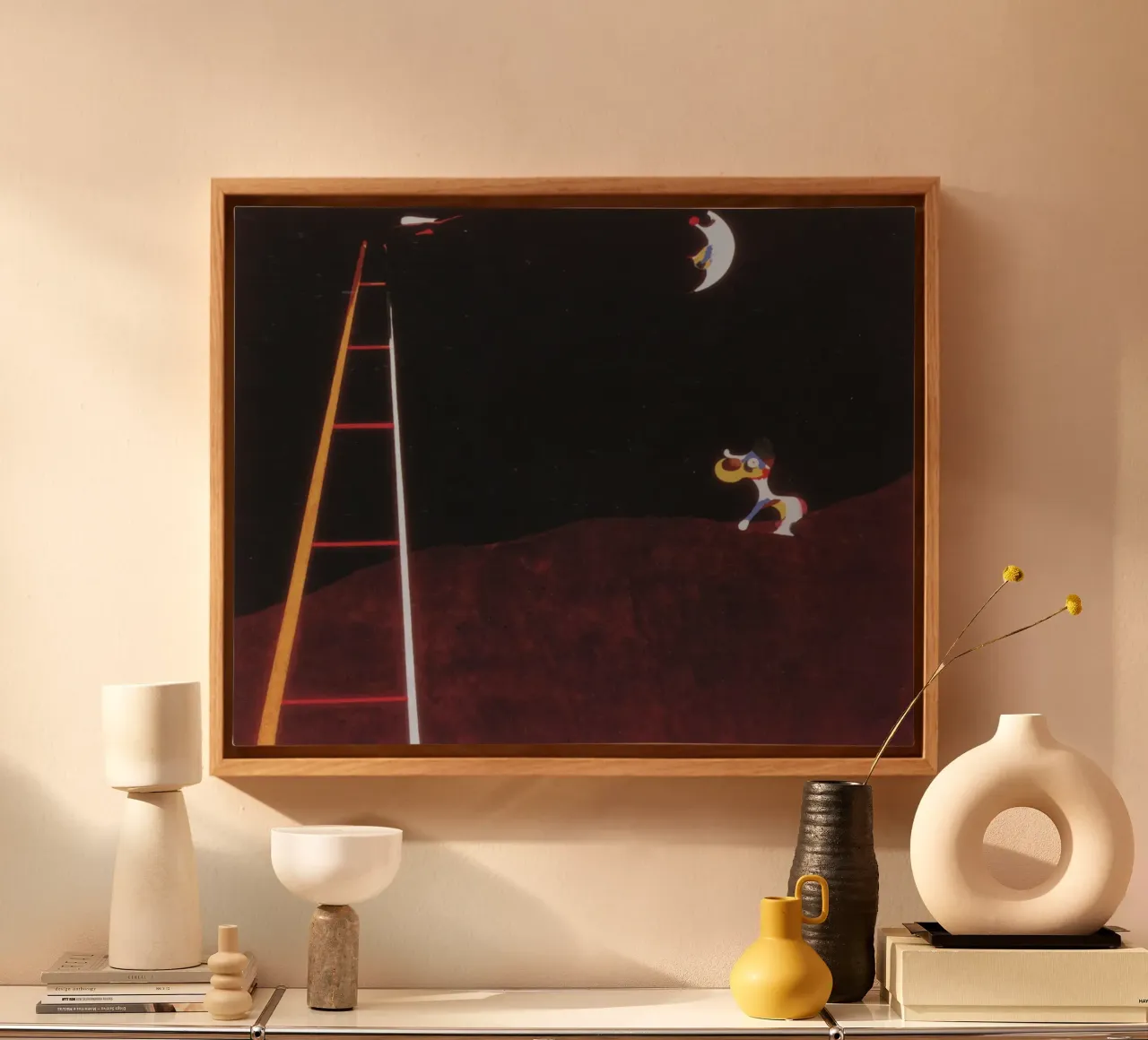 Cane che abbaia alla luna, 1926 Joan Miro tela con Cornice a cassetta da phillipp veisenberg