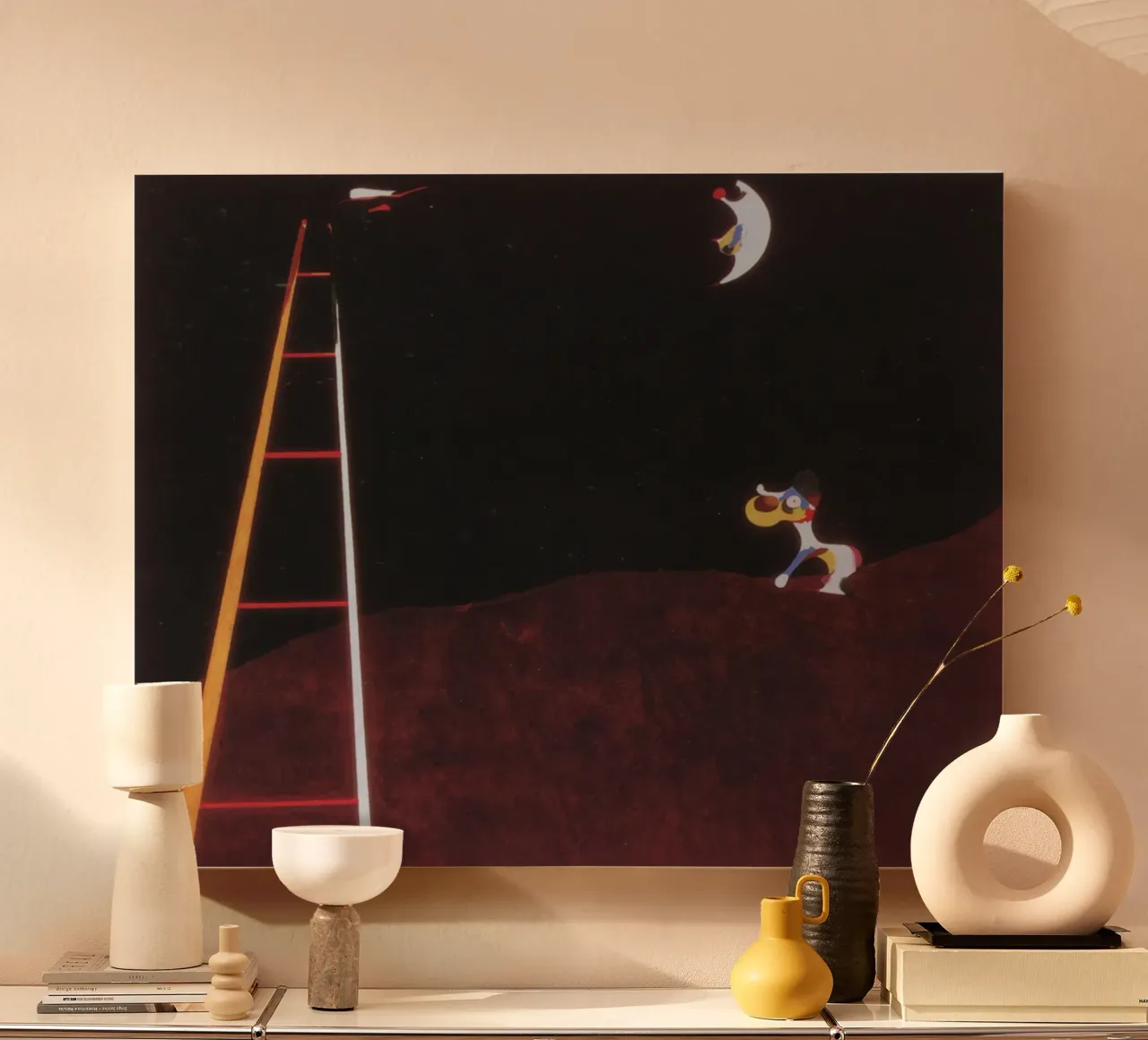 Cane che abbaia alla luna, 1926 Joan Miro tela con Cornice a cassetta da phillipp veisenberg