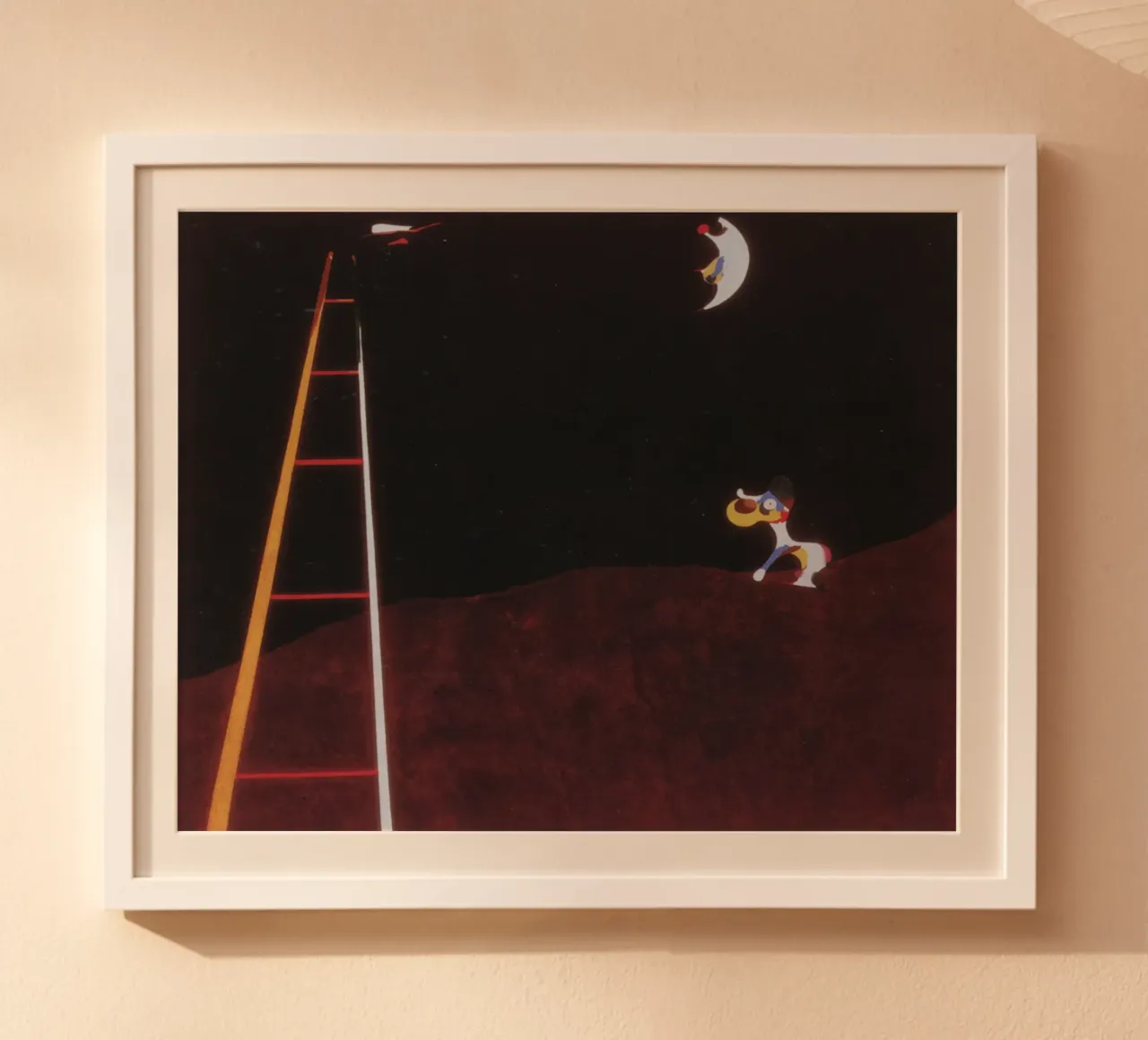 Chien aboyant à la lune, 1926 Joan Miro poster avec cadre en bois de phillipp veisenberg