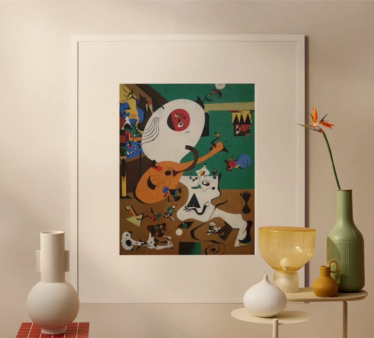 Interno olandese I, 1928 Joan Mirò poster con telaio in legno da phillipp veisenberg