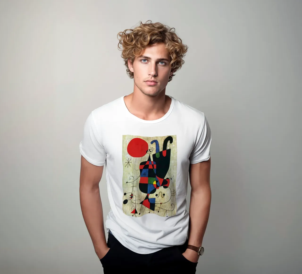 Figure e cane davanti al sole, 1949 Joan Mirò t-shirt da phillipp veisenberg