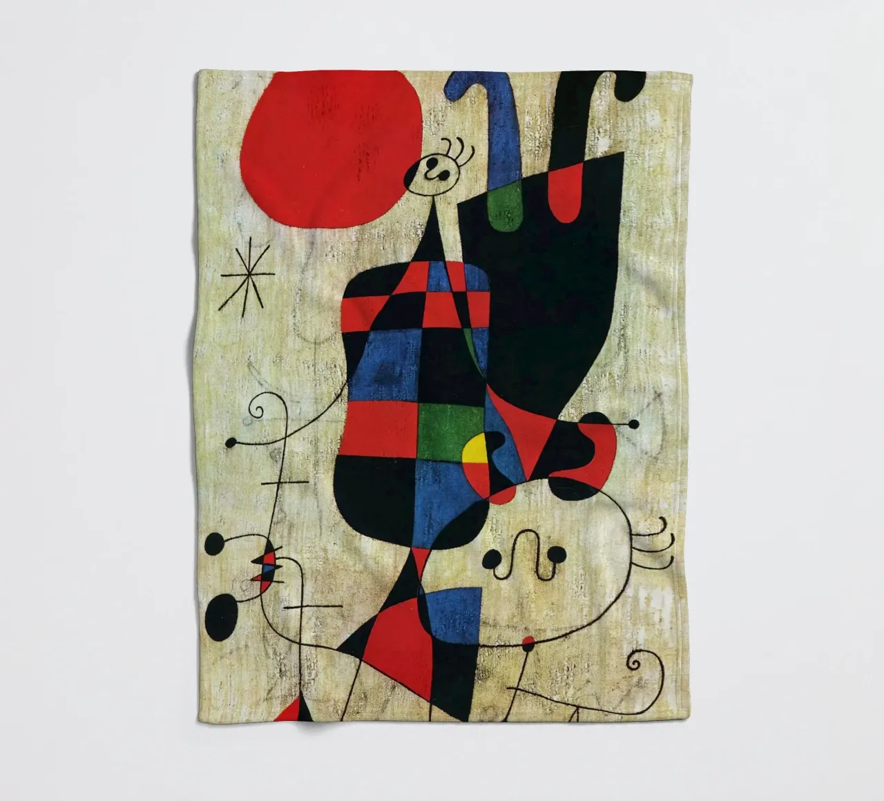 Figures et chien devant le soleil, 1949 Joan Miro plaid polaire de phillipp veisenberg