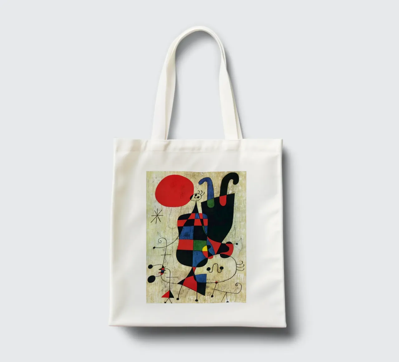Figure e cane davanti al sole, 1949 Joan Mirò borsa in juta da phillipp veisenberg