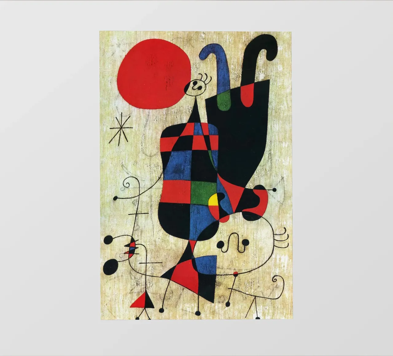 Figure e cane davanti al sole, 1949 Joan Mirò telo in pvc da phillipp veisenberg