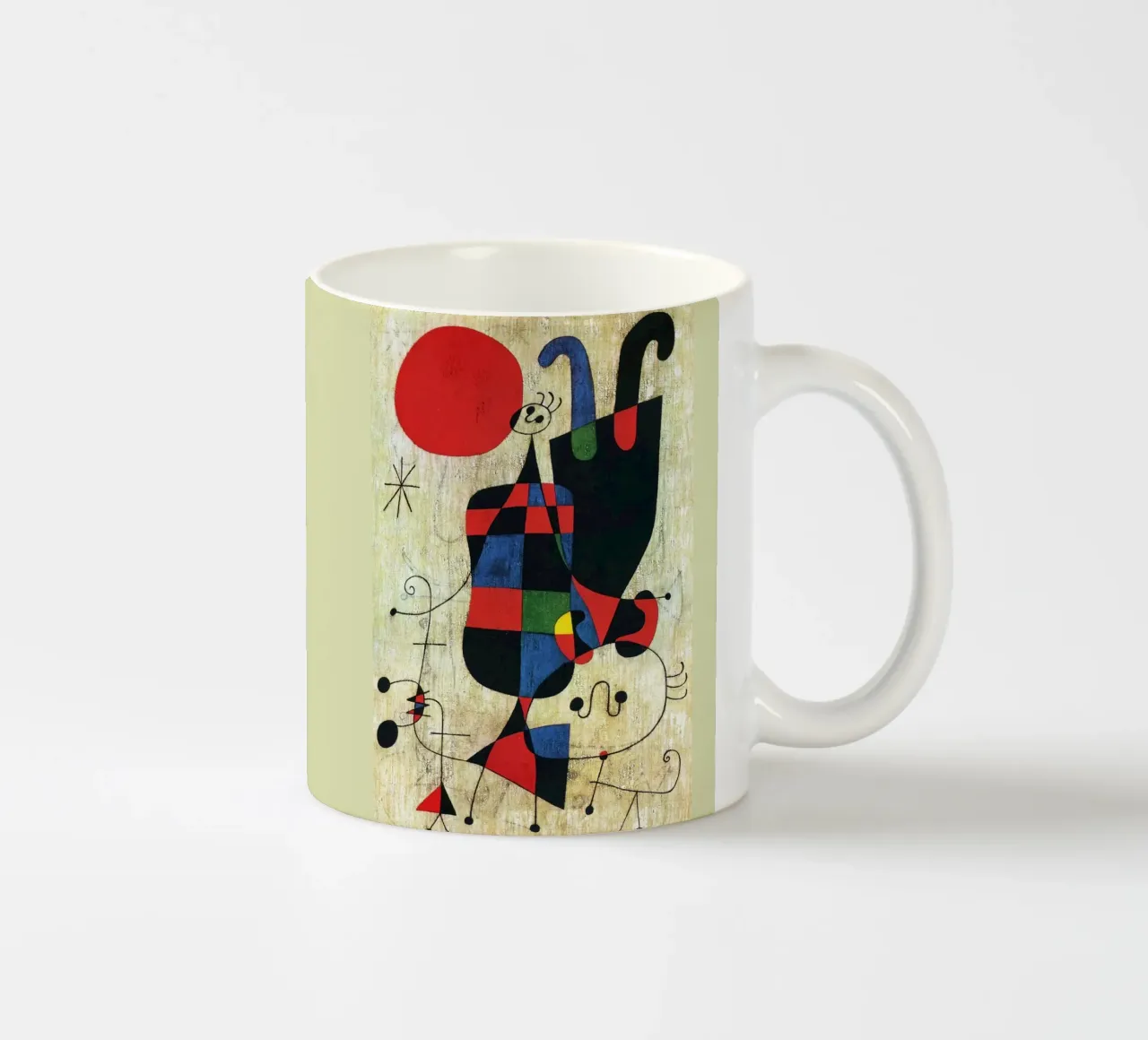 Figures et chien devant le soleil, 1949 Joan Miro mug en céramique de phillipp veisenberg