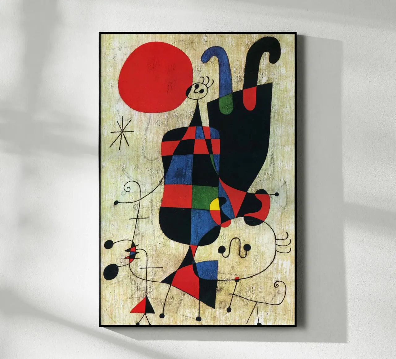Figure e cane davanti al sole, 1949 Joan Mirò plexiglass da phillipp veisenberg