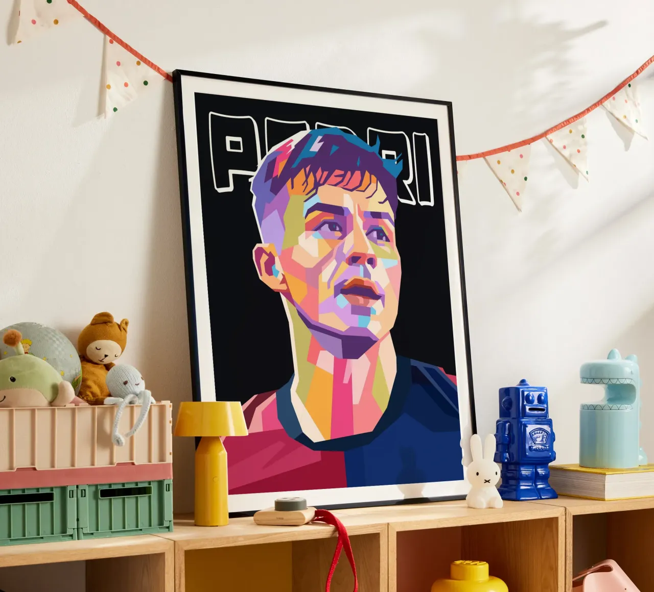 Pedri calciatore di tendenza poster con telaio in plastica da Hantamrata