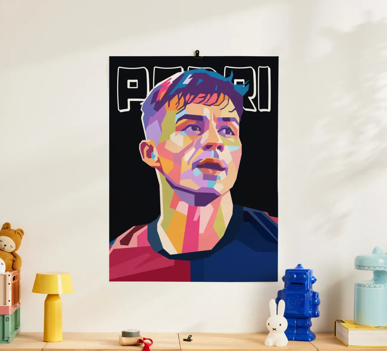 Pedri calciatore di tendenza poster con telaio in plastica da Hantamrata