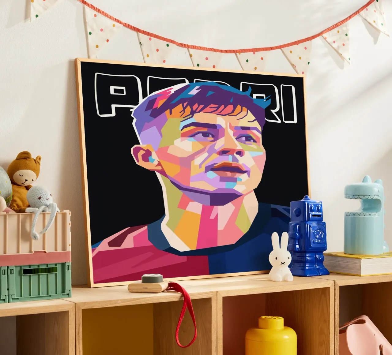 Pedri calciatore di tendenza poster con telaio in plastica da Hantamrata
