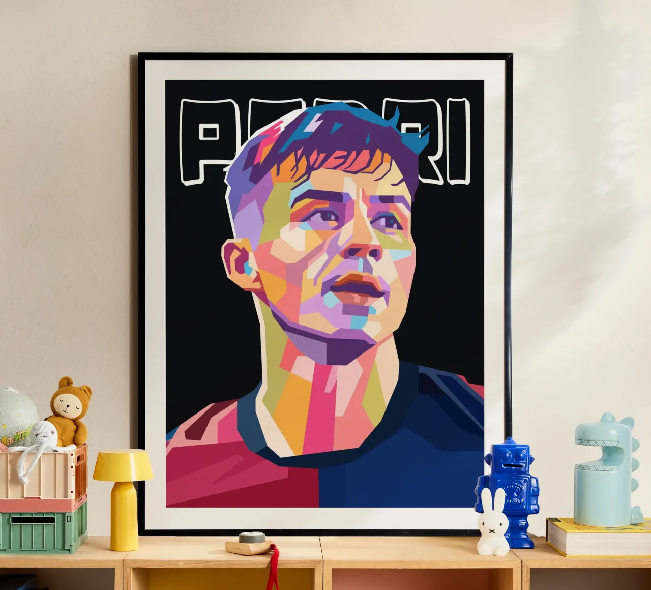 Pedri calciatore di tendenza poster con telaio in plastica da Hantamrata