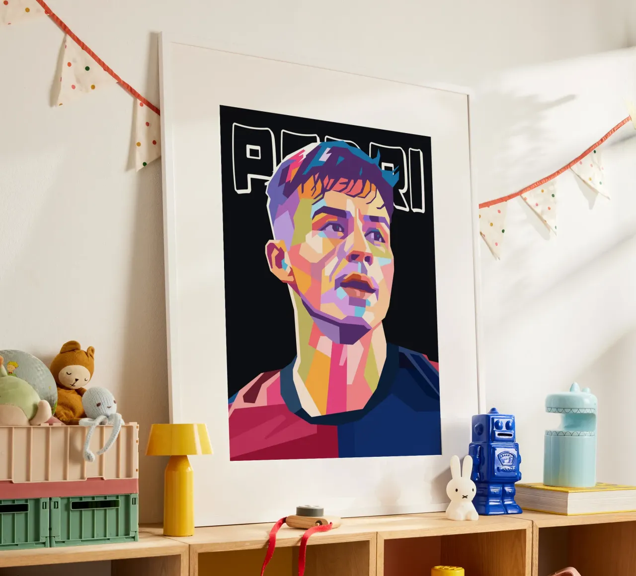 Pedri calciatore di tendenza poster con telaio in plastica da Hantamrata