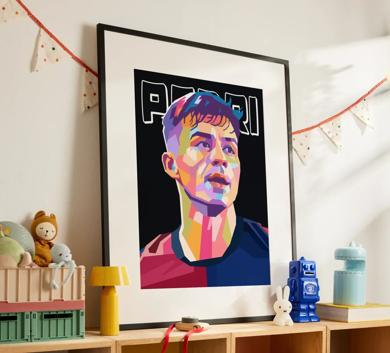Pedri calciatore di tendenza poster con telaio in plastica da Hantamrata