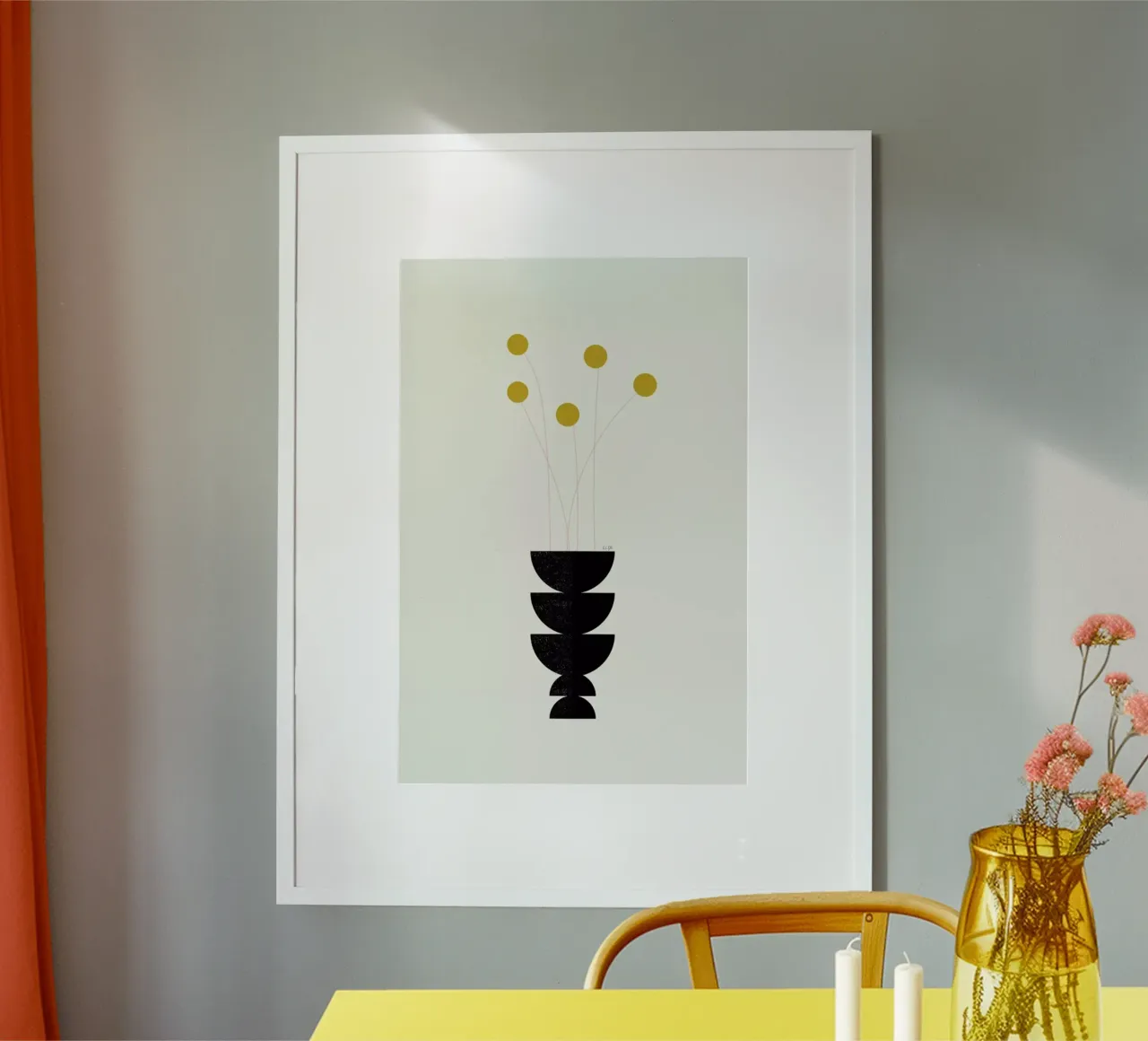 Flower Vase poster con telaio in legno da Linda Gobeta