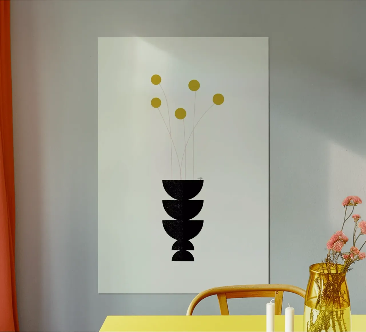 Flower Vase poster con telaio in legno da Linda Gobeta